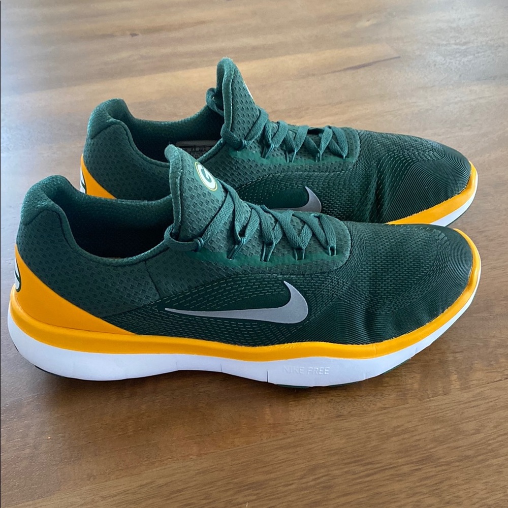 Rare Green Bay Packers Nike Free Green and Yellow Men's Shoes - Picture 1 of 10